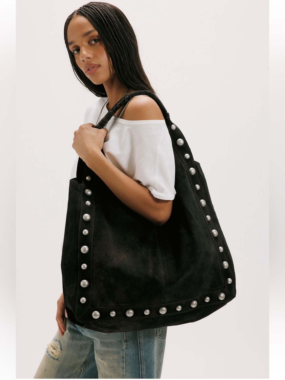 NWT FREE PEOPLE SEE YOU SOON STUDDED TOTE